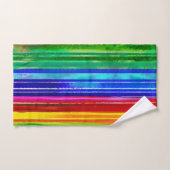 水の色カラフルのストライプモダンレインボー バスタオルセット (ハンドタオル)