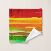 水の色カラフルのストライプモダンレインボー バスタオルセット (ウォッシュタオル)