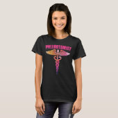 水の色カラフルカドゥセウスPhlebotomist男性ホーム Tシャツ (正面フル)
