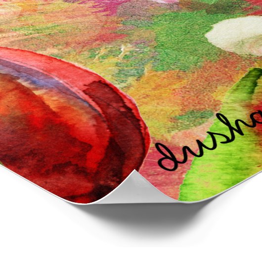 水の色カラフルサマーリリーイラストレーション ポスター (角)