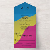 水の色カラフルシックすべて1つの結婚式に招待 オールインワン招待状 (内側)