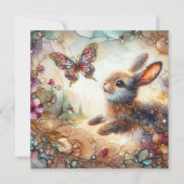 水の色カラフルステンドグラスバニーイースター シーズンカード (正面)