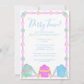 水の色カラフルダービージェリーズ&ハットパーティー 招待状 (正面)