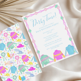 水の色カラフルダービージェリーズ&ハットパーティー 招待状