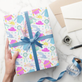 水の色カラフルダービージェリーズ&ハット ラッピングペーパー