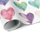 水の色カラフルハートギフトラップ ラッピングペーパー (ロールコーナー)