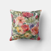 水の色カラフルバラワイルドフラワーフローラ クッション (裏面)