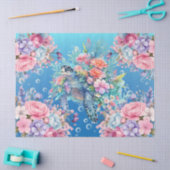 水の色カラフルフローラウミガメのデカップージ 薄葉紙 (クラフト)