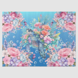 水の色カラフルフローラウミガメのデカップージ 薄葉紙