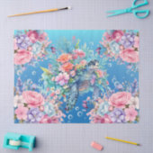 水の色カラフルフローラウミガメのデカップージ 薄葉紙 (クラフト)