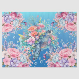 水の色カラフルフローラウミガメのデカップージ 薄葉紙