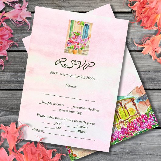 水の色カラフルフローラオールドタウンメキシコ 出欠カード