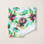 水の色カラフルフローラシームレスなパターン バスタオルセット (ウォッシュタオル)