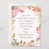 水の色カラフルフローラスクリプトカップルのシャワー 招待状 (正面)