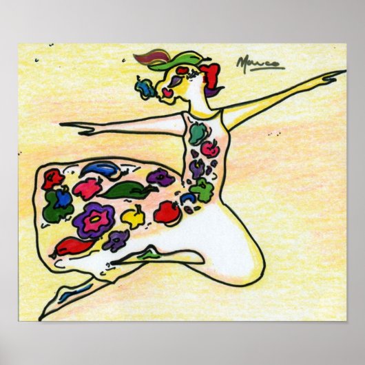 水の色カラフルフローラドレスBallerina ポスター (正面)