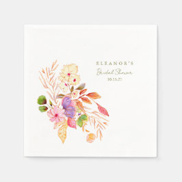 水の色カラフルフローラブランチ泡立つシャワー スタンダードカクテルナプキン