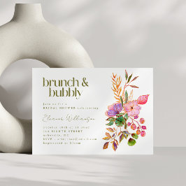 水の色カラフルフローラブランチ泡立つシャワー 招待状