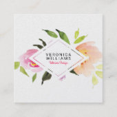 水の色カラフルフローラブーケ スクエア名刺 (正面)