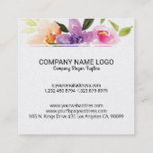 水の色カラフルフローラブーケ スクエア名刺 (裏面)