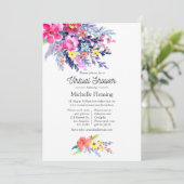 水の色カラフルフローラ仮想ベビーシャワー 招待状 (スタンド正面)