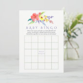 水の色カラフルフローラ赤ちゃんシャワービンゴ 招待状 (スタンド正面)