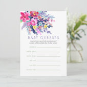 水の色カラフルフローラ赤ちゃんシャワーベビー推測 招待状 (スタンド正面)