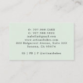 水の色カラフルマカロンベイカーパティシシェフミント 名刺 (裏面)