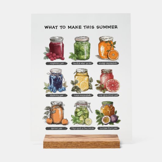 水の色カラフルメイソンジャール夏の食べ物アート アクリルサイン (正面)