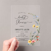 水の色カラフルワイルドフラワーベビーガールシャワー アクリル招待状 (インサイチュ (ポータブル))