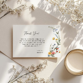 水の色カラフルワイルドフラワーベビーガールシャワー サンキューカード