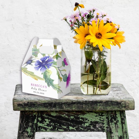 水の色カラフルワイルドフラワーベビーシャワーベイビーシャワーベイビーシャワーシャワー フェイバーボックス