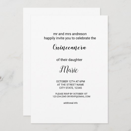 水の色カラフル名前を追加文字編集可能 招待状 (正面/裏面)