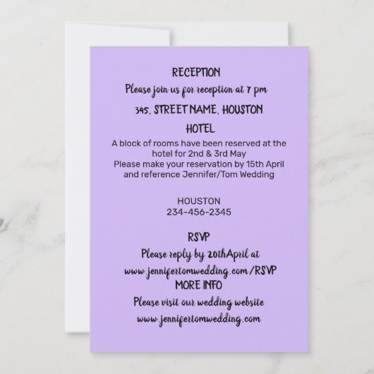 水の色カラフル名前を追加文字編集可能 招待状 (裏面)