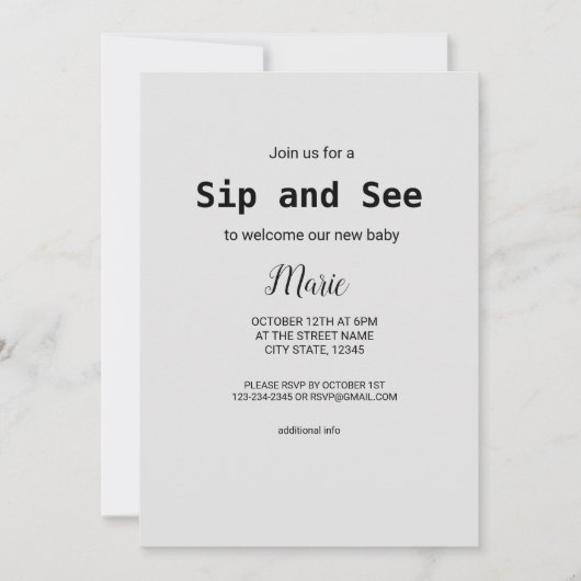 水の色カラフル名前を追加文字編集可能 招待状 (正面)