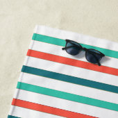 水の色カラフル帆船モノグラーム ビーチタオル (インサイチュ)