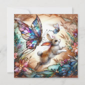 水の色カラフル春バタフライラビットイースター シーズンカード (正面)