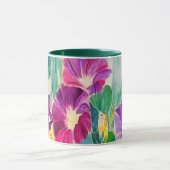 水の色カラフル朝の栄光のフローラコーヒー マグカップ (中央)