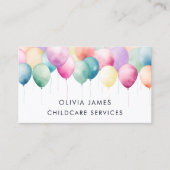 水の色カラフル気球チャイルドケアベビーシッター 名刺 (正面)