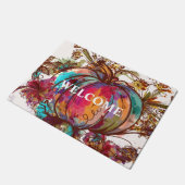 水の色カラフル秋カボチャ感謝祭 ドアマット (アングル)