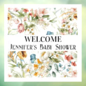 水の色カラフル花模様ウィンドウの固定 ウィンドウサイン (シート3)