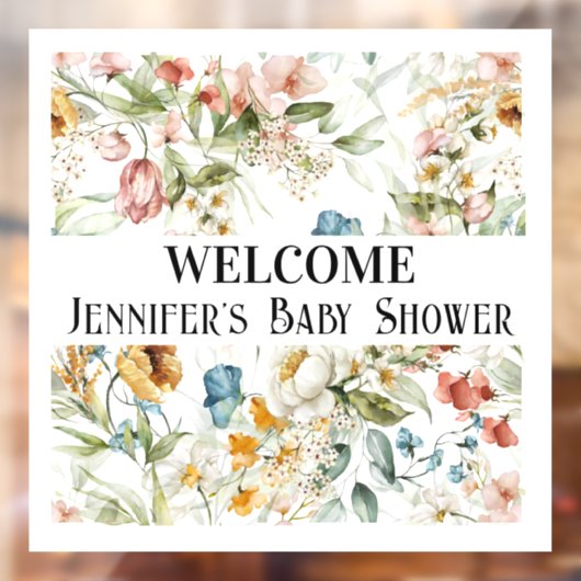 水の色カラフル花模様ウィンドウの固定 ウィンドウサイン (シート2)