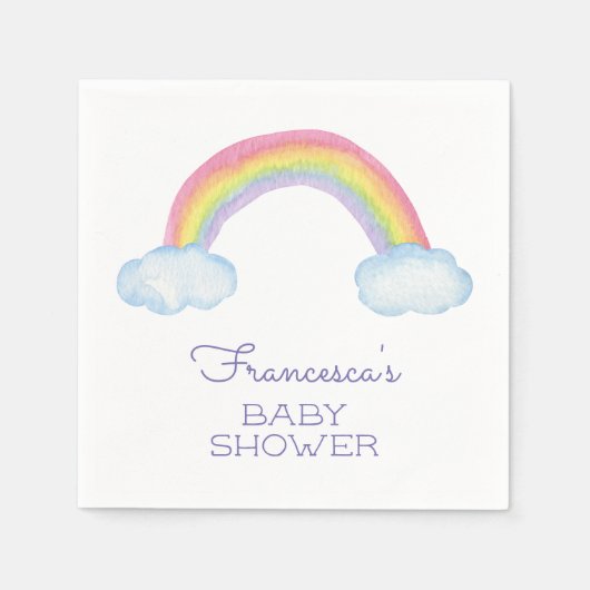 水の色カラフル虹と雲の赤ちゃんシャワー スタンダードカクテルナプキン (正面)