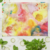 水の色カラフル黄色の染み抽象芸術アート キッチンタオル (折り畳み)
