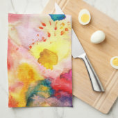 水の色カラフル黄色の染み抽象芸術アート キッチンタオル (四つ折り)