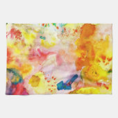水の色カラフル黄色の染み抽象芸術アート キッチンタオル (横)