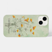 水の色カリフォルニアポピーワイルドガーデンフラワー iPhoneケース (裏面横)