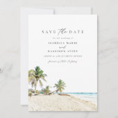 水の色カンクンメキシコビーチ保存日付 招待状 (正面)