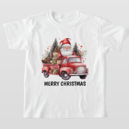 水の色カントリークリスマストラック追加文字サンタ Tシャツ