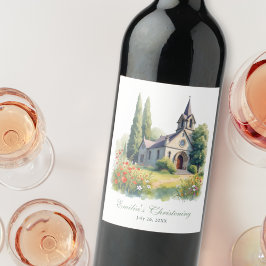 水の色カントリーサイドチャーチバプテスマ《キリスト教》洗礼式や命名式 ワインラベル