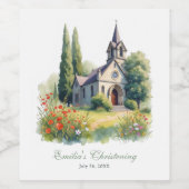 水の色カントリーサイドチャーチバプテスマ《キリスト教》洗礼式や命名式 ワインラベル (シングルラベル)